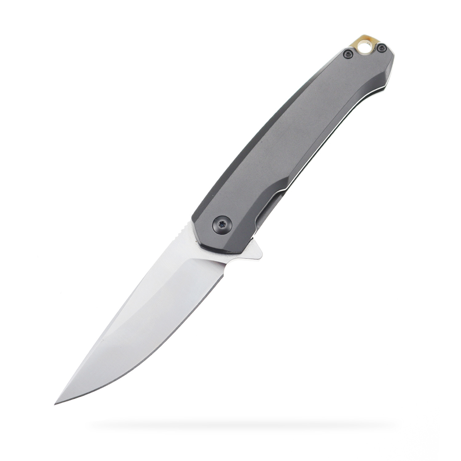 Cross-Border Supply All-Steel Gray-Plated Titanium Outdoor Folding Knife Folding Knife Pocket Knife Camping Gift Multi-Purpose Knife