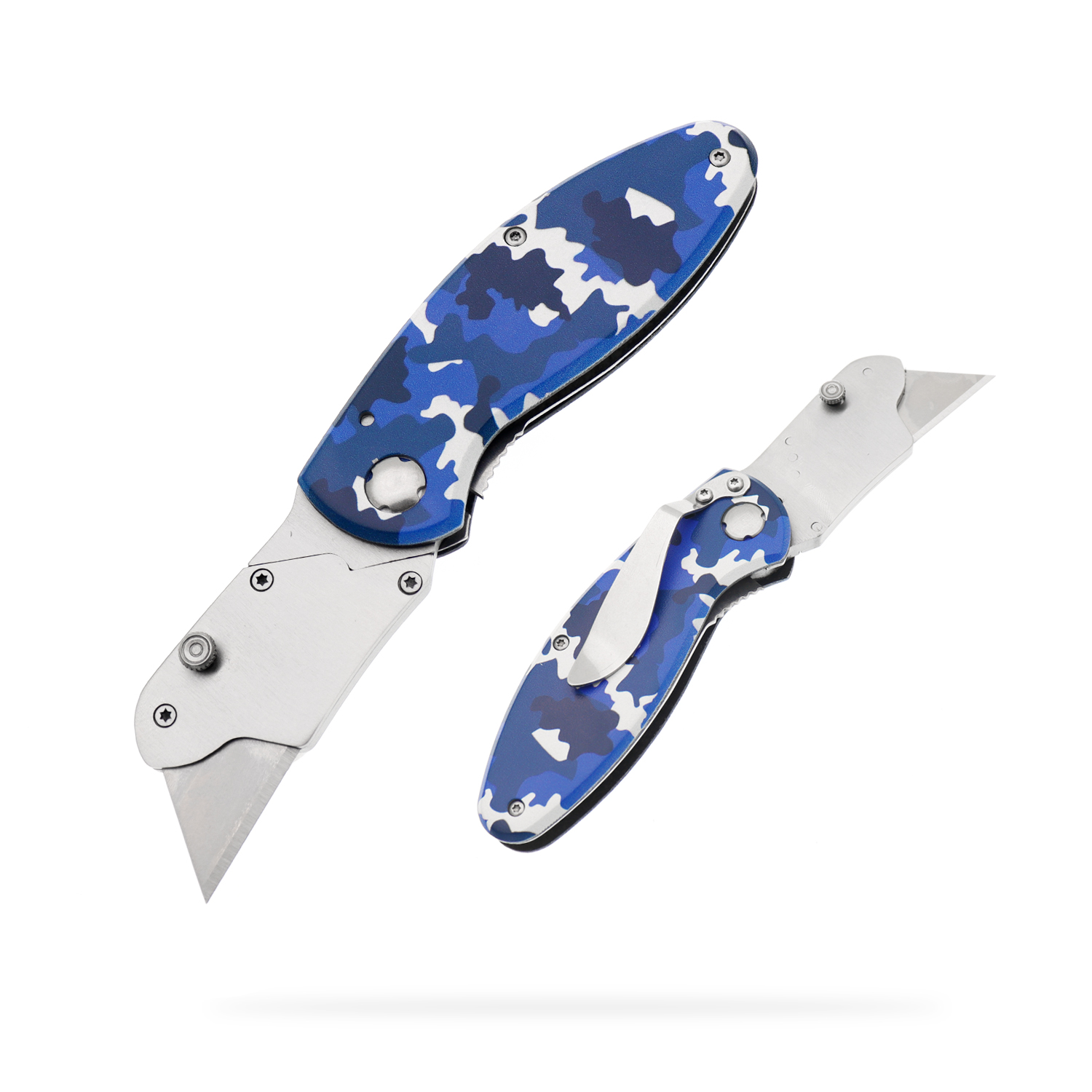 Manufacturers wholesale stainless steel folding utility knife aluminum alloy handle 3D printing pattern outdoor camping portable pocket