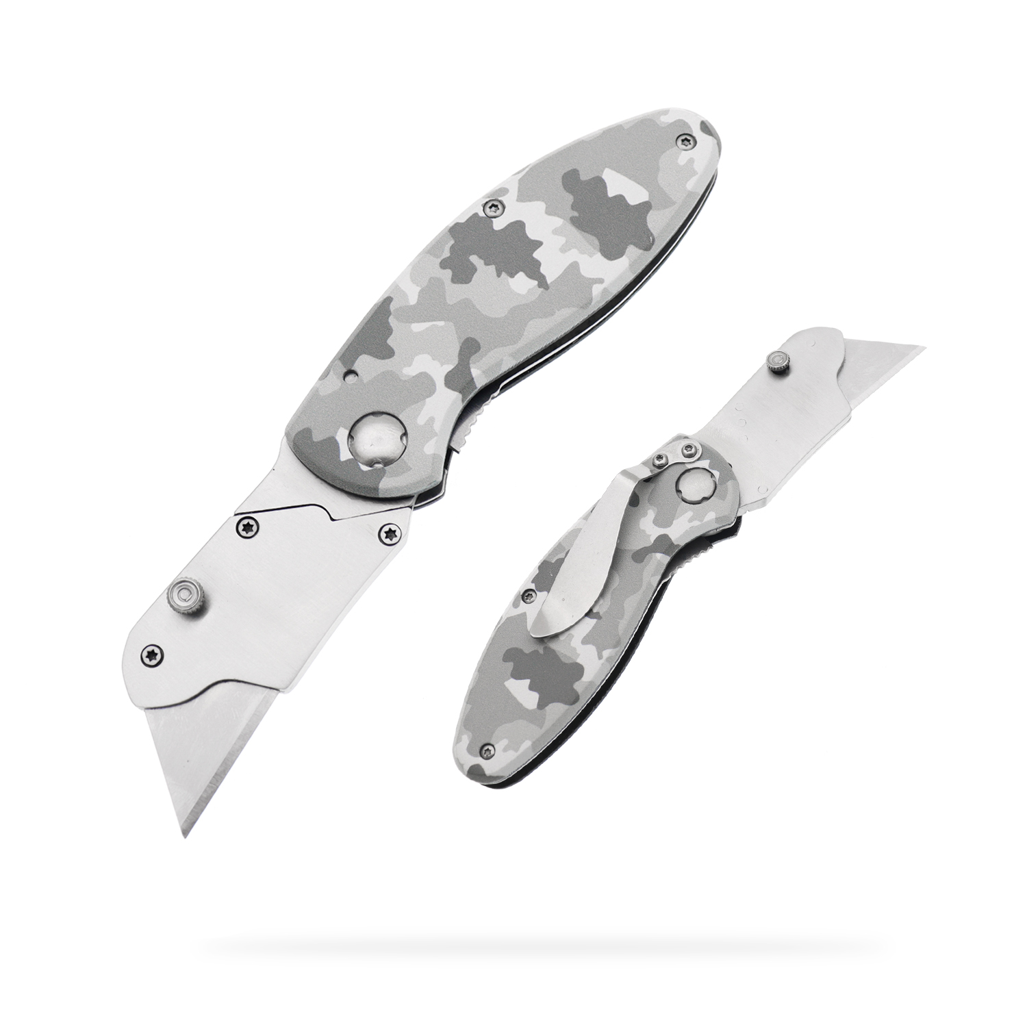 Manufacturers wholesale stainless steel folding utility knife aluminum alloy handle 3D printing pattern outdoor camping portable pocket