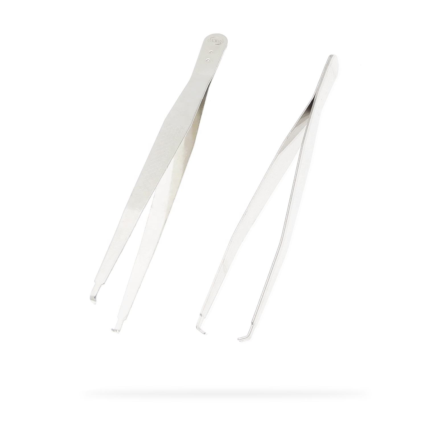 Available In Stock 5In/12.7Cm With Hook Disposable Tweezers With Teeth Tweezers Elbow Tweezers