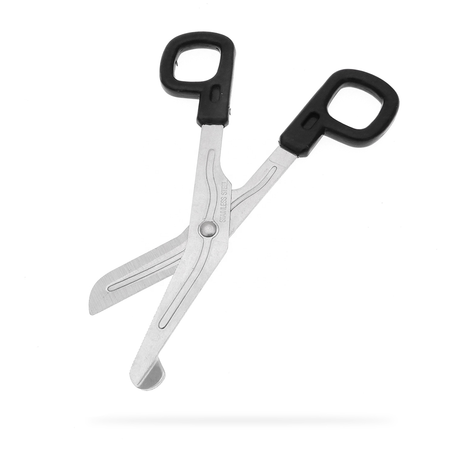 SA-001 Small Plastic Bend Scissors Black Bandage Scissors Household Stainless Steel Shears Safety Emergency Kits
